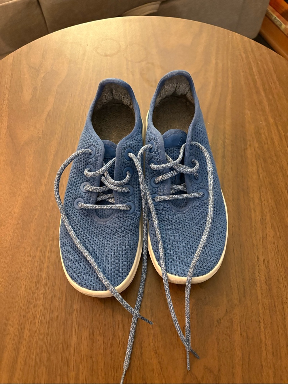 allbirds Blue Knit Lace-Up Sneakers